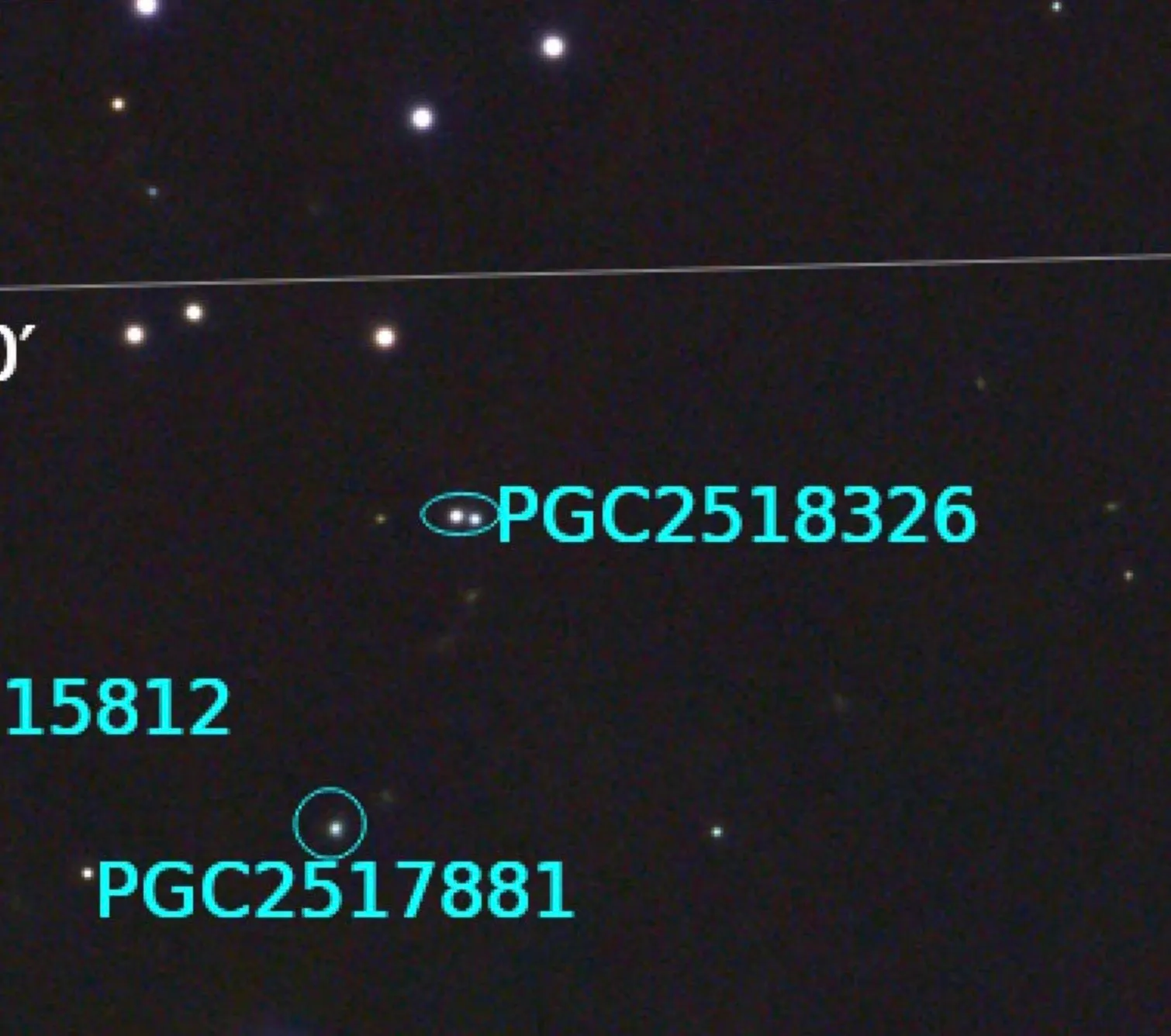 NGC 3079 field with the Twin Quasar circled